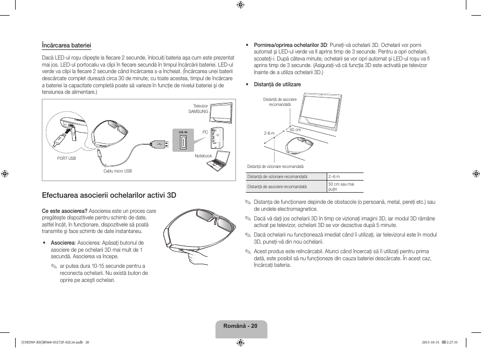Efectuarea asocierii ochelarilor activi 3d | Samsung UE85S9ST User Manual | Page 212 / 385