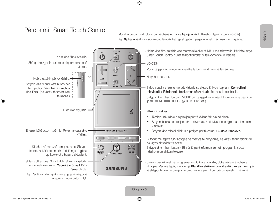 Përdorimi i smart touch control | Samsung UE85S9ST User Manual | Page 245 / 385