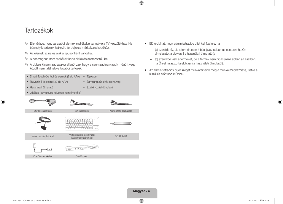 Tartozékok | Samsung UE85S9ST User Manual | Page 28 / 385