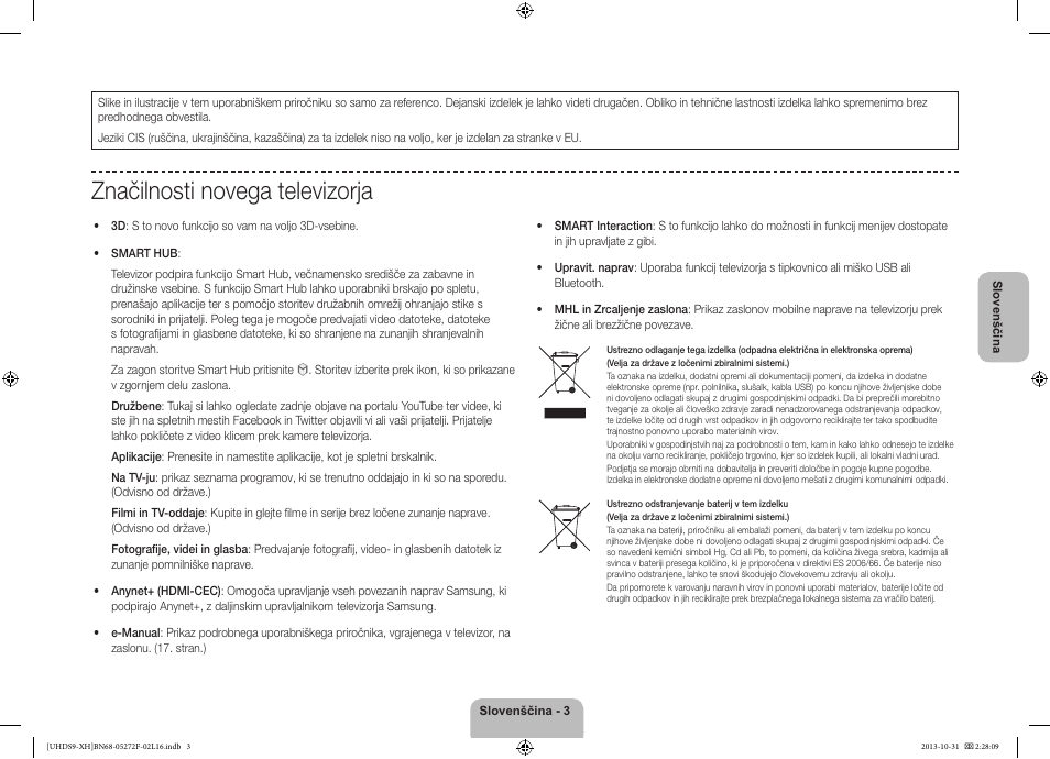 Značilnosti novega televizorja | Samsung UE85S9ST User Manual | Page 291 / 385