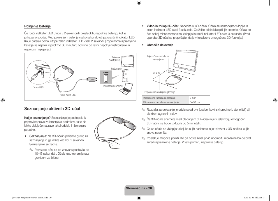 Seznanjanje aktivnih 3d-očal | Samsung UE85S9ST User Manual | Page 308 / 385