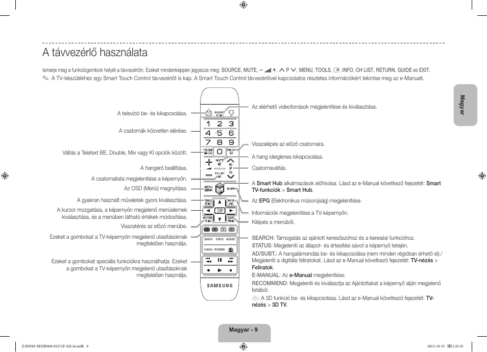 A távvezérlő használata | Samsung UE85S9ST User Manual | Page 33 / 385