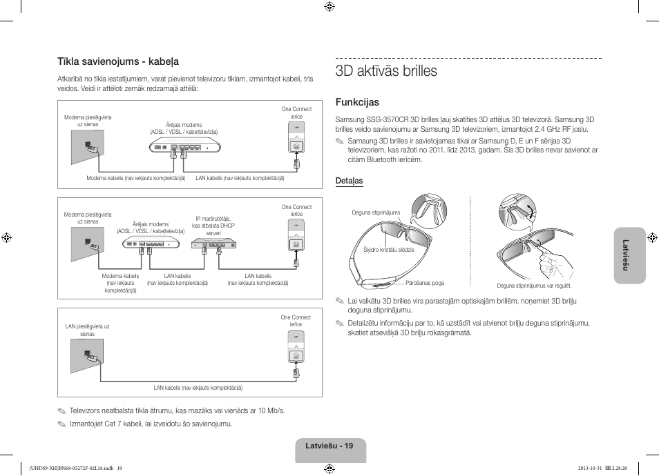 3d aktīvās brilles, Tīkla savienojums - kabeļa, Funkcijas | Samsung UE85S9ST User Manual | Page 331 / 385