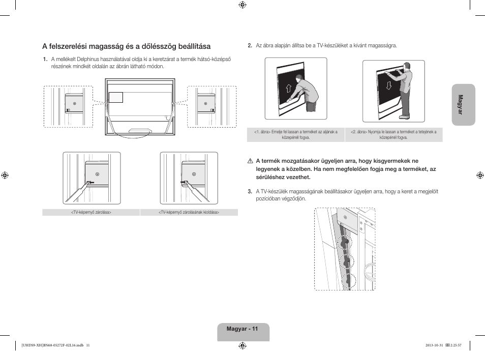 A felszerelési magasság és a dőlésszög beállítása | Samsung UE85S9ST User Manual | Page 35 / 385