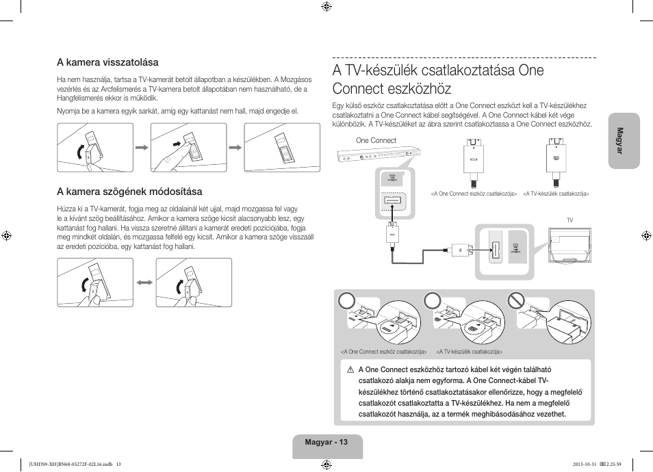 A kamera visszatolása, A kamera szögének módosítása | Samsung UE85S9ST User Manual | Page 37 / 385