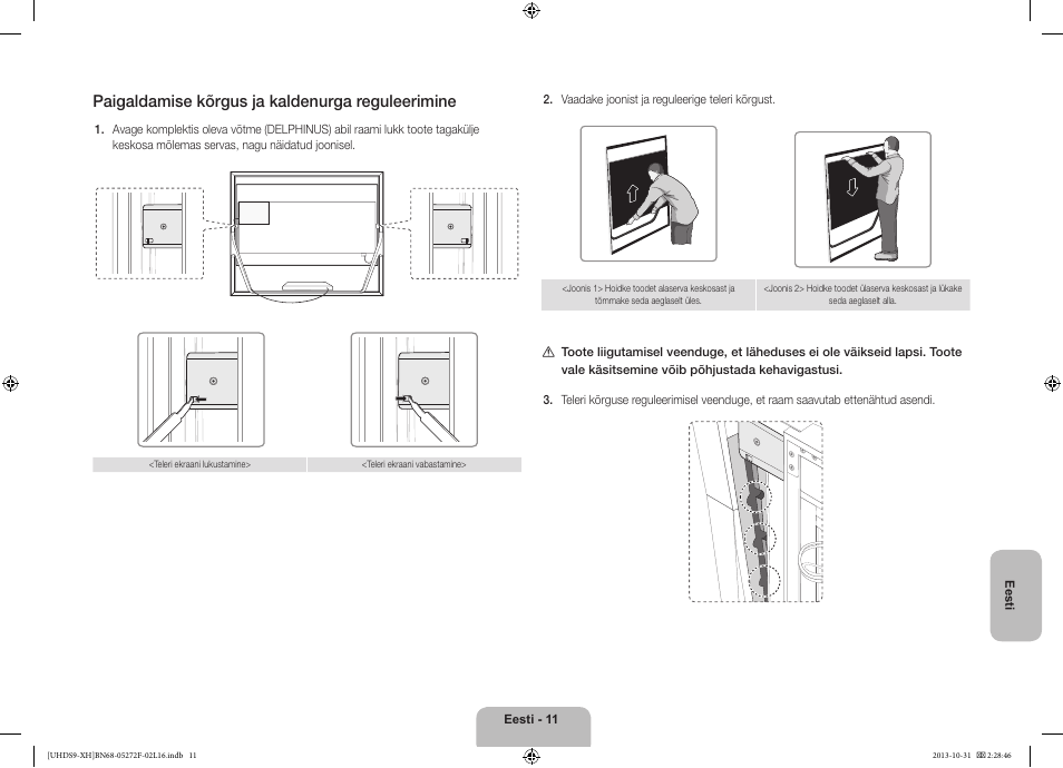 Paigaldamise kõrgus ja kaldenurga reguleerimine | Samsung UE85S9ST User Manual | Page 371 / 385