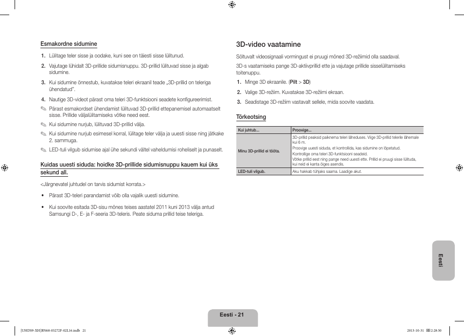 3d-video vaatamine | Samsung UE85S9ST User Manual | Page 381 / 385