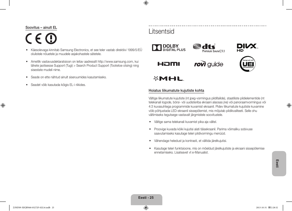 Litsentsid | Samsung UE85S9ST User Manual | Page 385 / 385