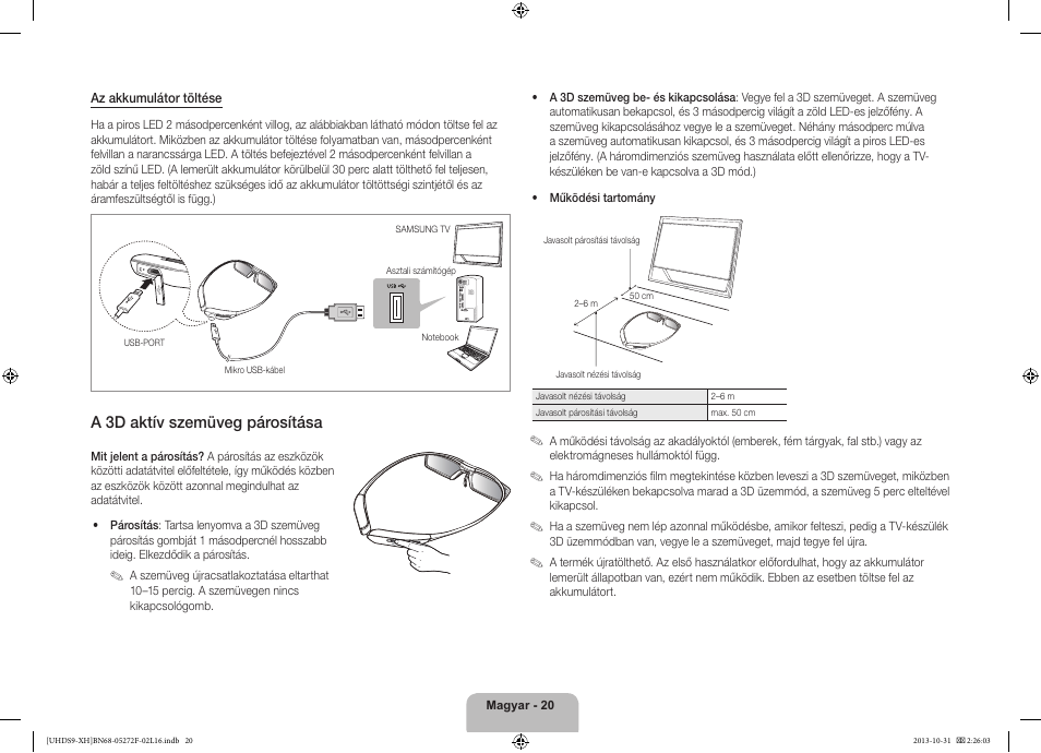 A 3d aktív szemüveg párosítása | Samsung UE85S9ST User Manual | Page 44 / 385