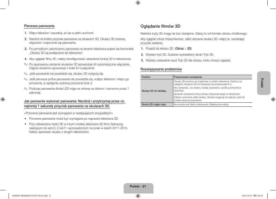 Oglądanie filmów 3d | Samsung UE85S9ST User Manual | Page 69 / 385