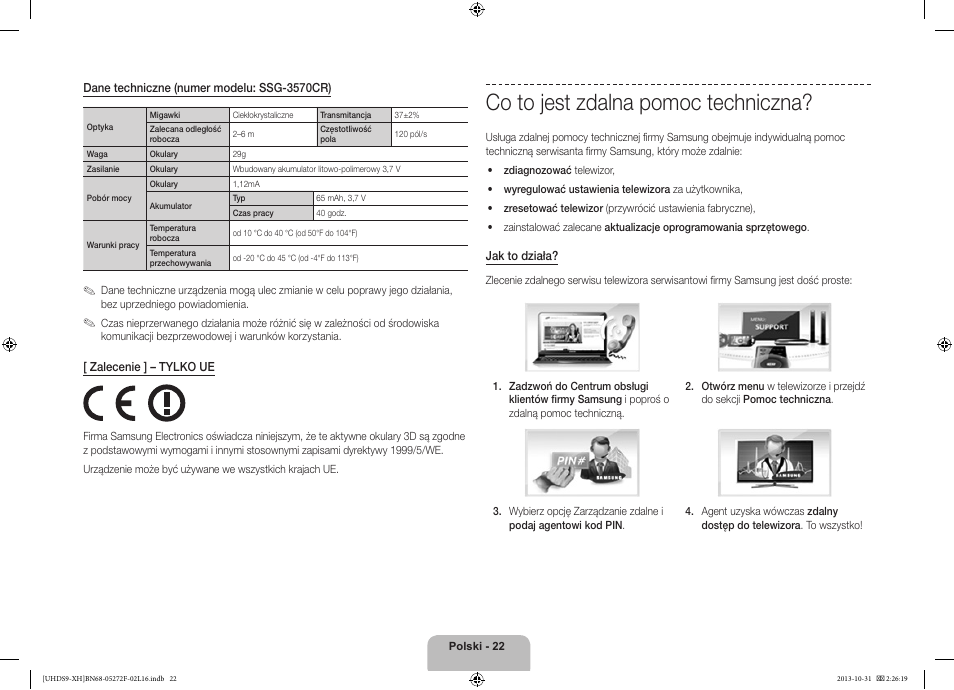 Co to jest zdalna pomoc techniczna | Samsung UE85S9ST User Manual | Page 70 / 385