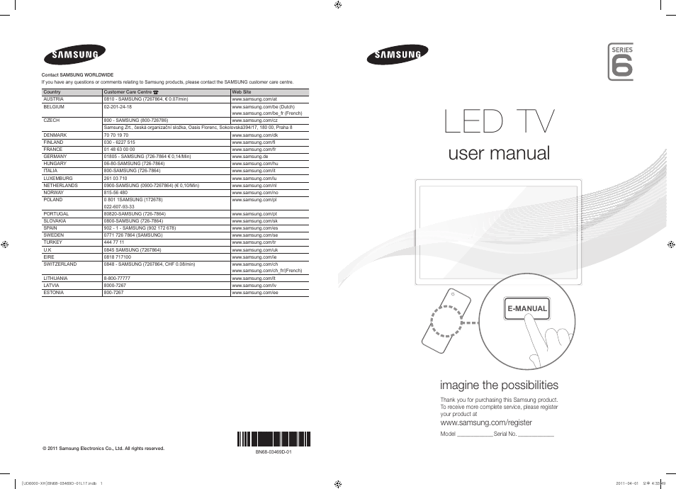 Samsung UE46D6000TW User Manual | 344 pages