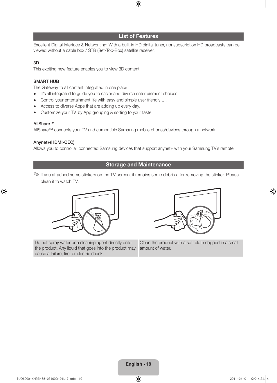 Samsung UE46D6000TW User Manual | Page 19 / 344