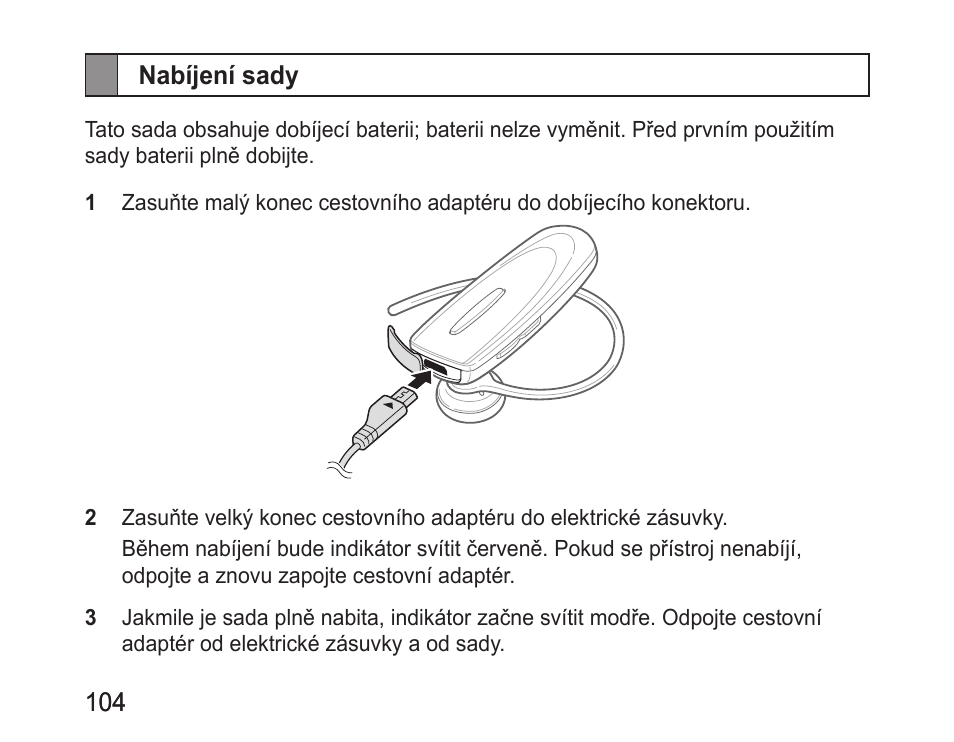 Nabíjení sady | Samsung BHM1100 User Manual | Page 106 / 149