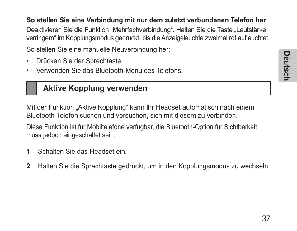 Aktive kopplung verwenden | Samsung BHM1100 User Manual | Page 39 / 149