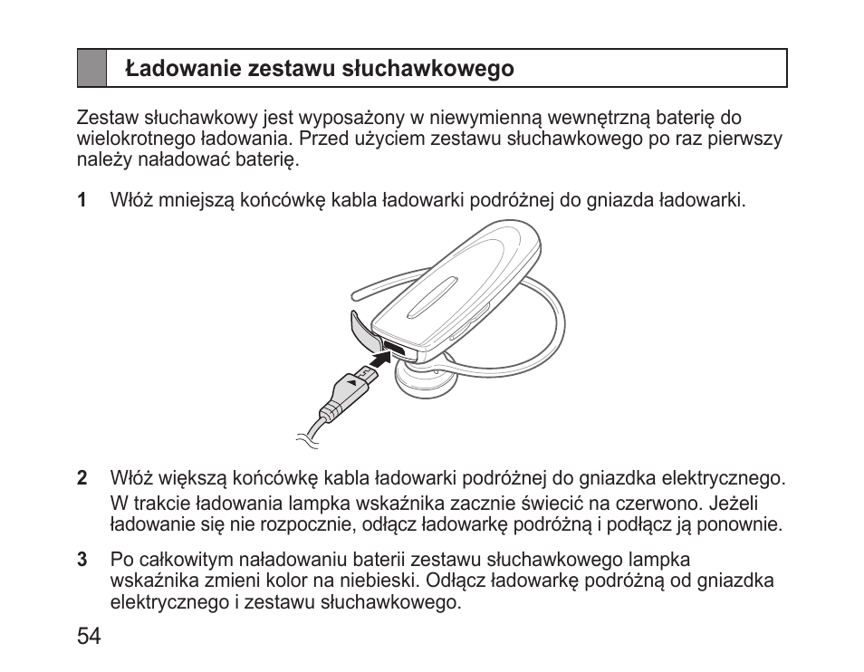 Ładowanie zestawu słuchawkowego | Samsung BHM1100 User Manual | Page 56 / 149