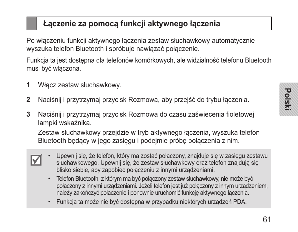 Łączenie za pomocą funkcji aktywnego łączenia | Samsung BHM1100 User Manual | Page 63 / 149
