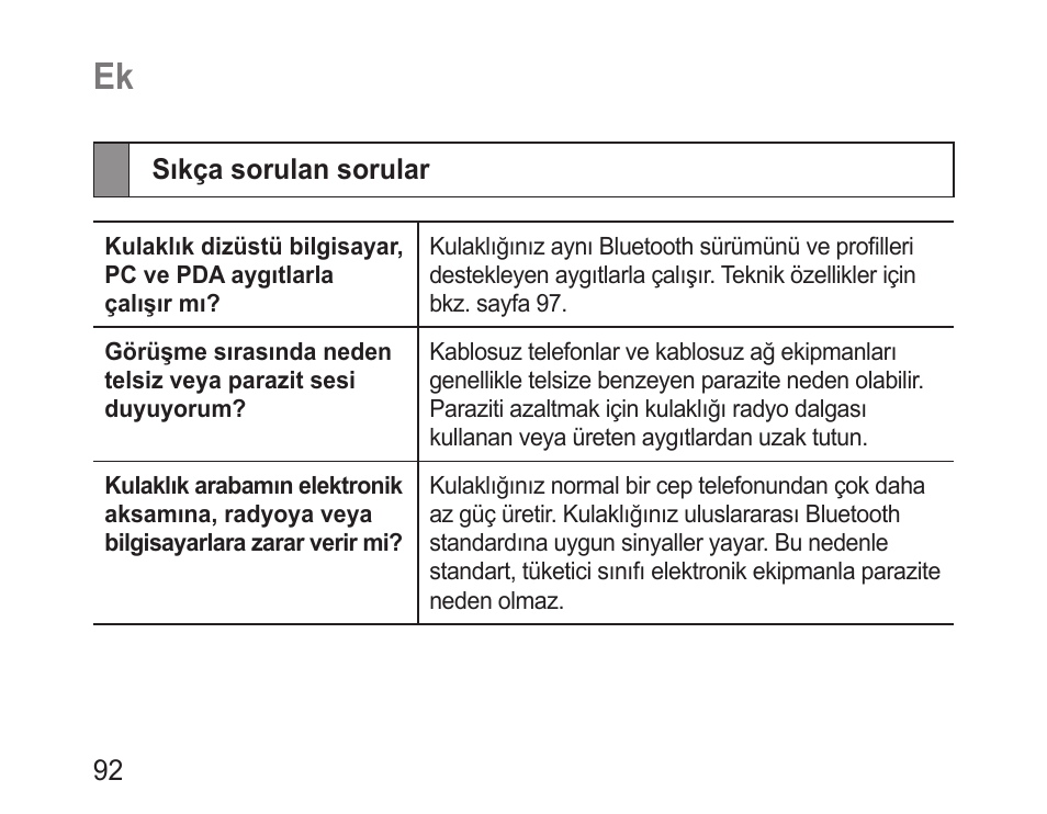 Sıkça sorulan sorular | Samsung BHM1100 User Manual | Page 94 / 149