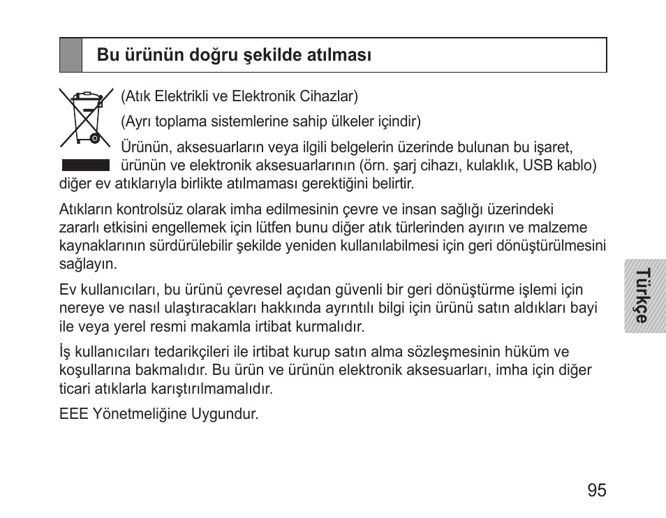 Bu ürünün doğru şekilde atılması | Samsung BHM1100 User Manual | Page 97 / 149