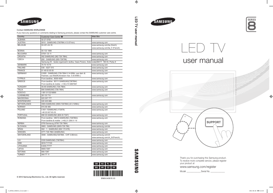 Samsung UE55ES8000S User Manual | 185 pages
