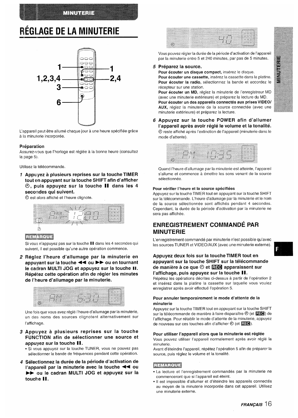 Reglage de la minuterie, Enregistrement commandé par minuterie, Réglage de la minuterie | Îipi | Aiwa XR-M35 User Manual | Page 57 / 64