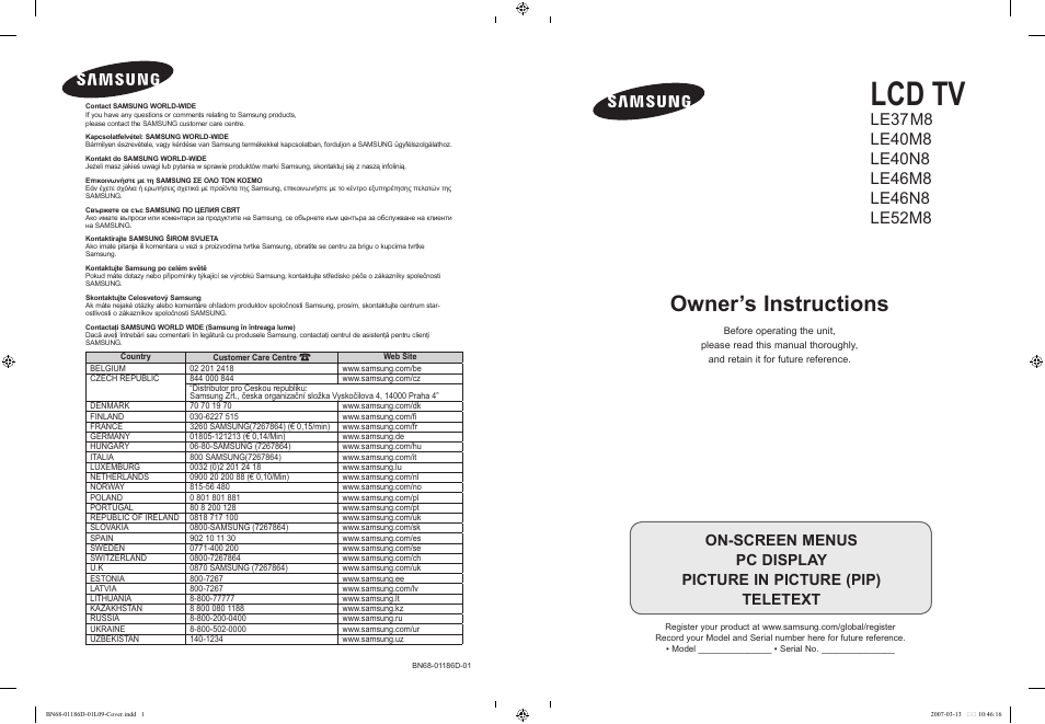 Samsung LE46M87BD User Manual | 560 pages