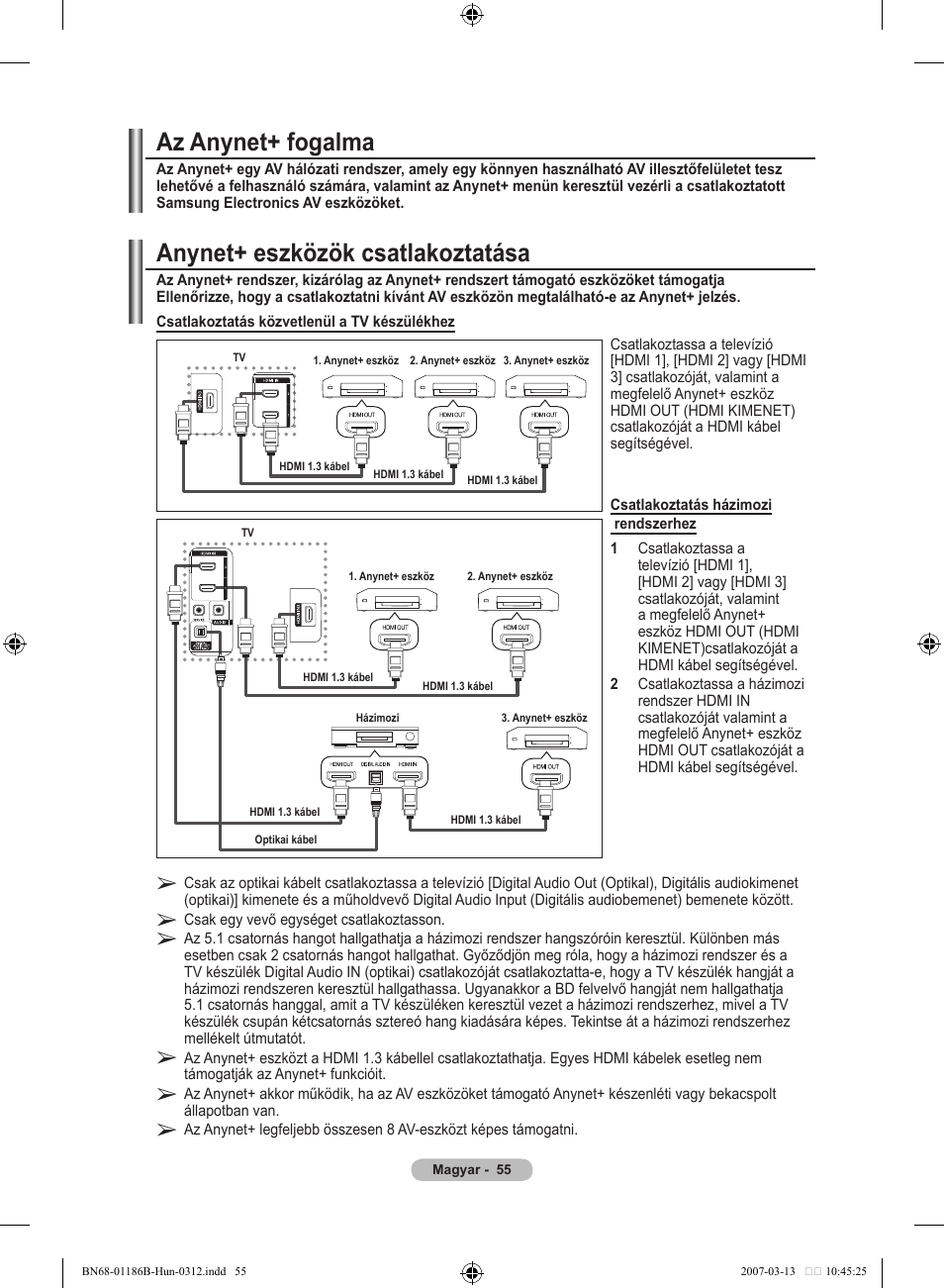 Anynet+ eszközök csatlakoztatása, Az anynet+ fogalma | Samsung LE46M87BD User Manual | Page 119 / 560