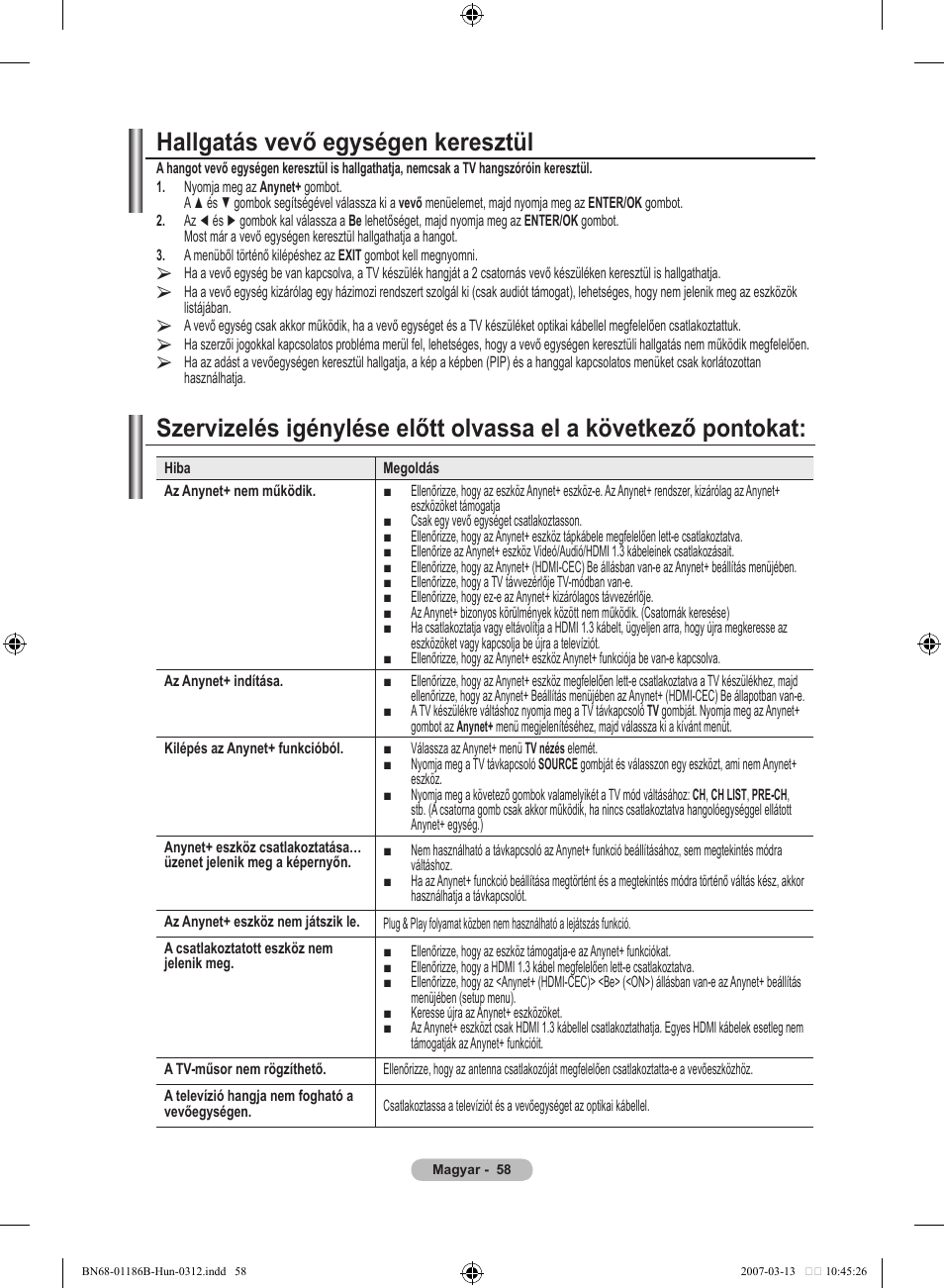 Hallgatás vevő egységen keresztül | Samsung LE46M87BD User Manual | Page 122 / 560