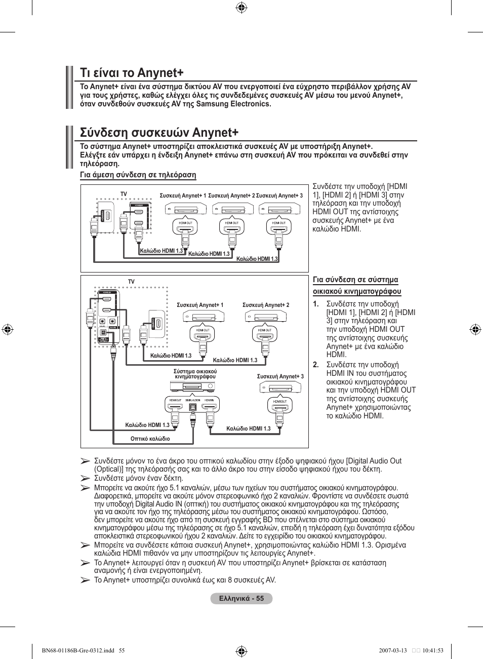 Σύνδεση συσκευών anynet, Τι είναι το anynet | Samsung LE46M87BD User Manual | Page 243 / 560