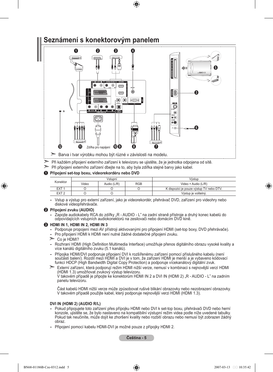Seznámení s konektorovým panelem | Samsung LE46M87BD User Manual | Page 379 / 560