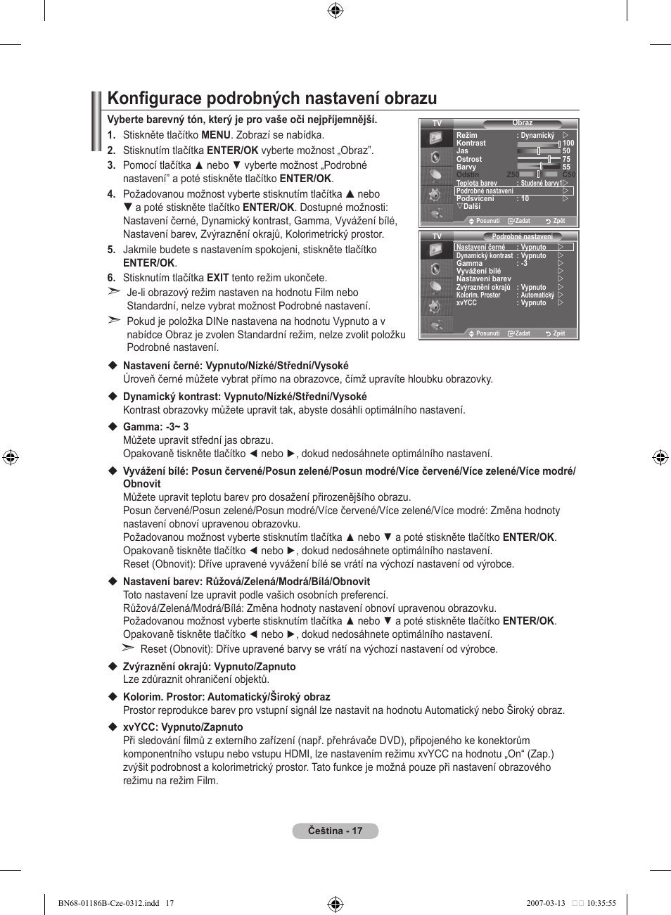 Konfigurace podrobných nastavení obrazu | Samsung LE46M87BD User Manual | Page 391 / 560