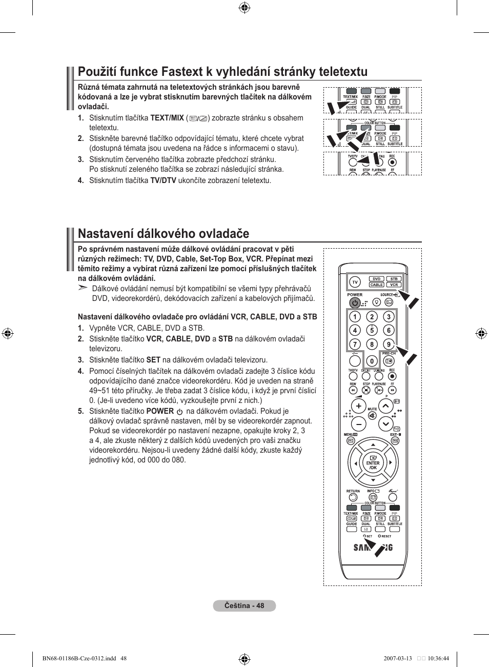 Nastavení dálkového ovladače | Samsung LE46M87BD User Manual | Page 422 / 560