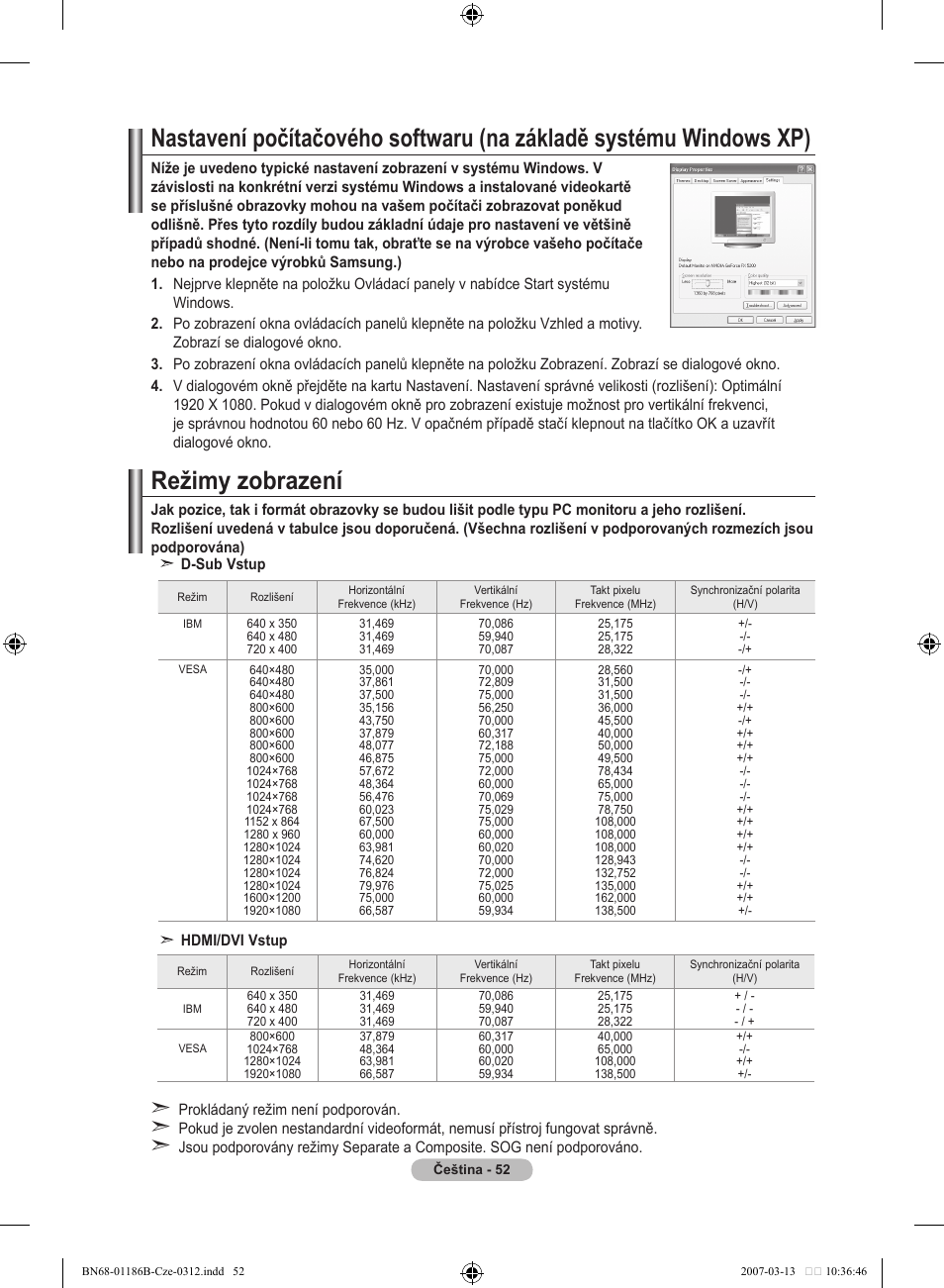 Režimy zobrazení | Samsung LE46M87BD User Manual | Page 426 / 560