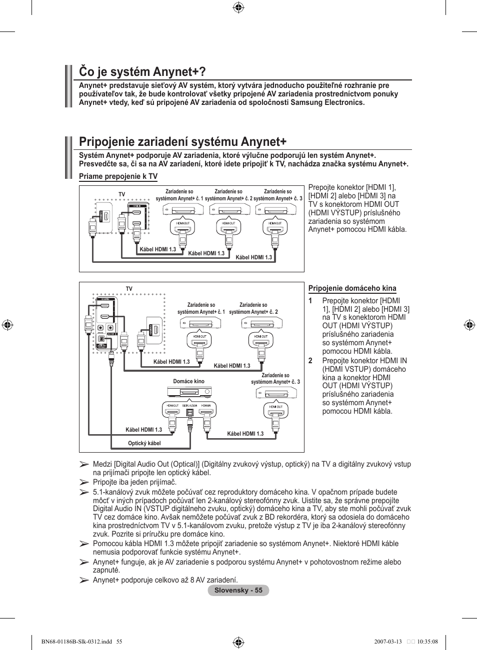 Čo je systém anynet, Pripojenie zariadení systému anynet | Samsung LE46M87BD User Manual | Page 491 / 560