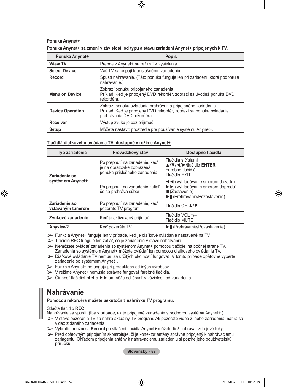 Nahrávanie | Samsung LE46M87BD User Manual | Page 493 / 560