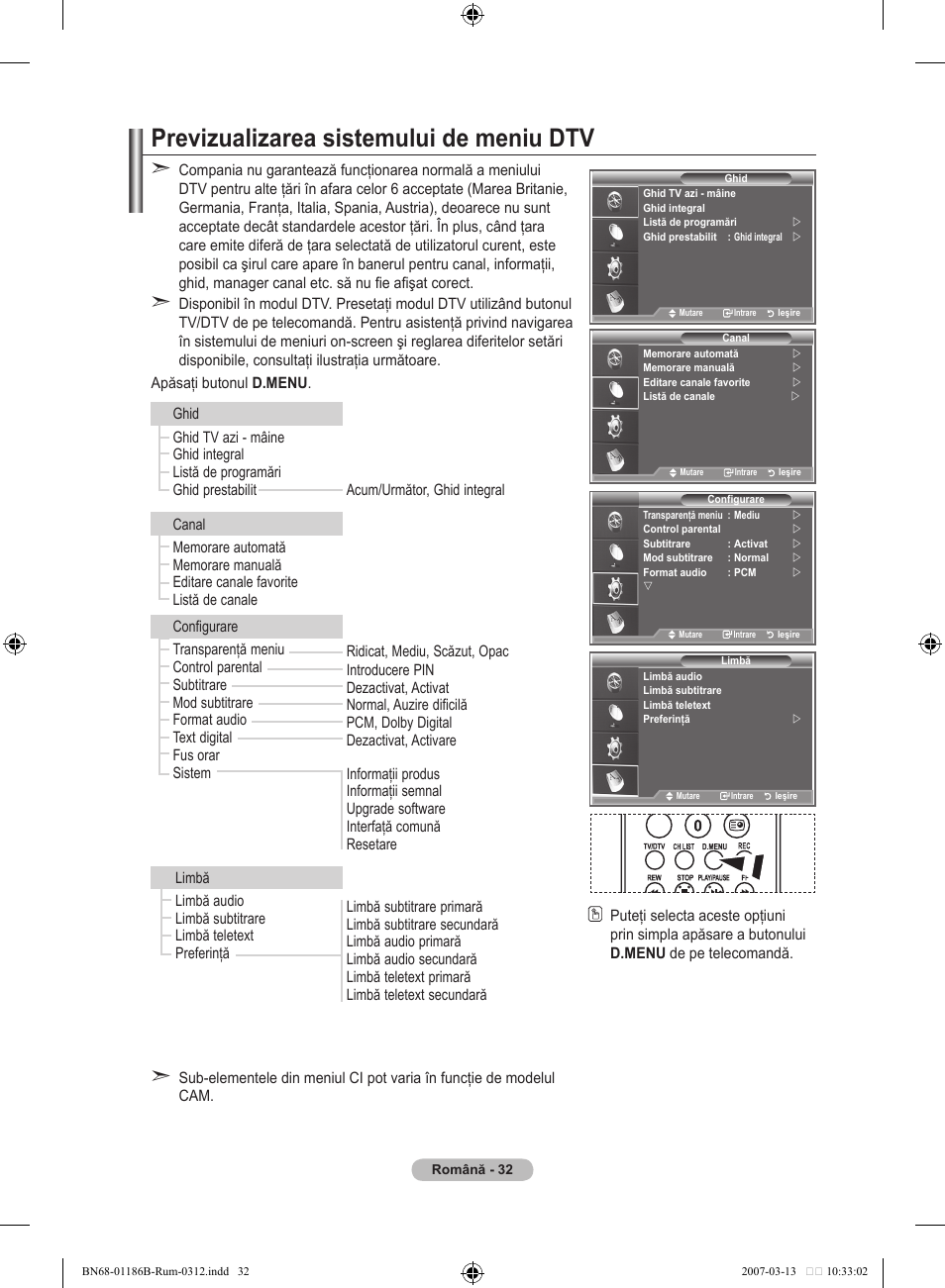 Previzualizarea sistemului de meniu dtv | Samsung LE46M87BD User Manual | Page 530 / 560