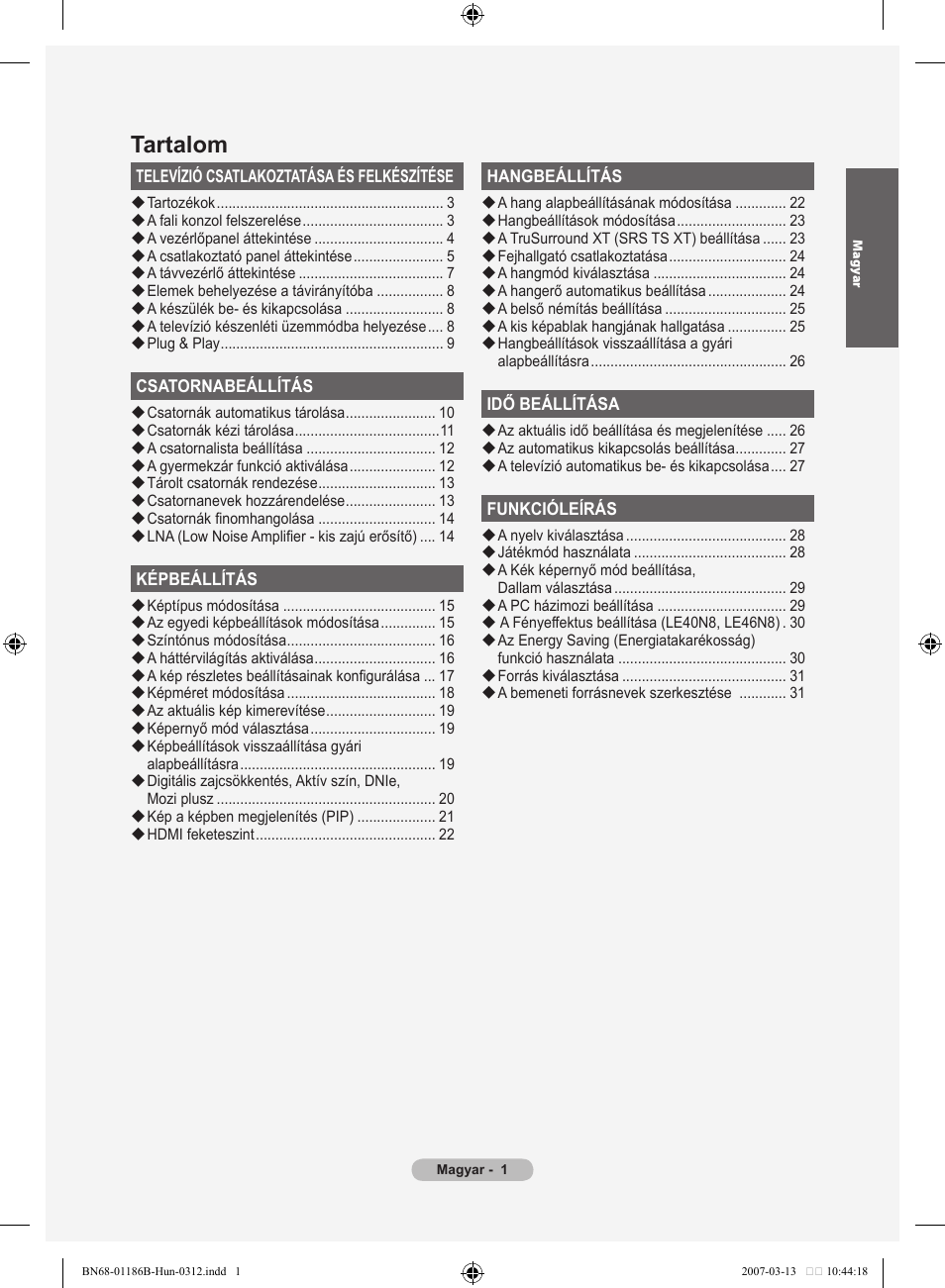 Tartalom | Samsung LE46M87BD User Manual | Page 65 / 560