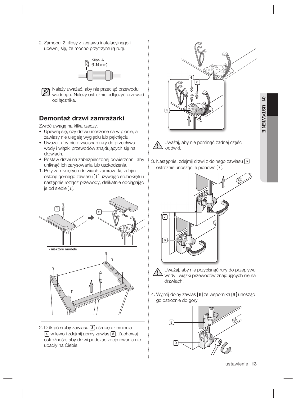 Demontaż drzwi zamrażarki | Samsung RSG5PURS User Manual | Page 39 / 132