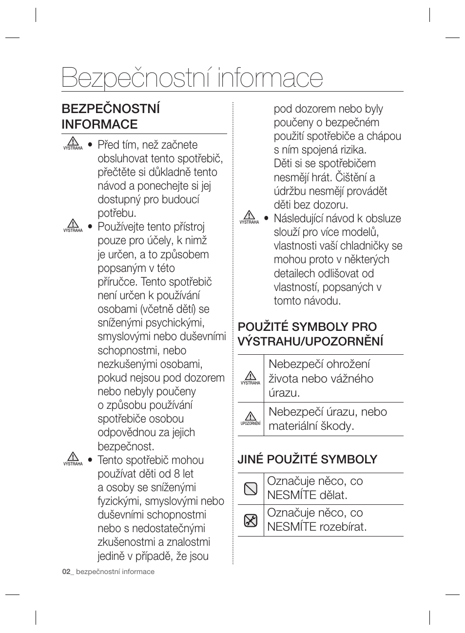 Bezpečnostní informace | Samsung RSG5PURS User Manual | Page 80 / 132