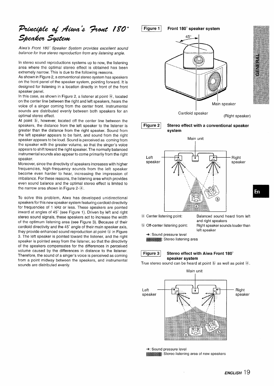 Stereo effect with aiwa front 180° speaker system | Aiwa XR-M70 User Manual | Page 19 / 56