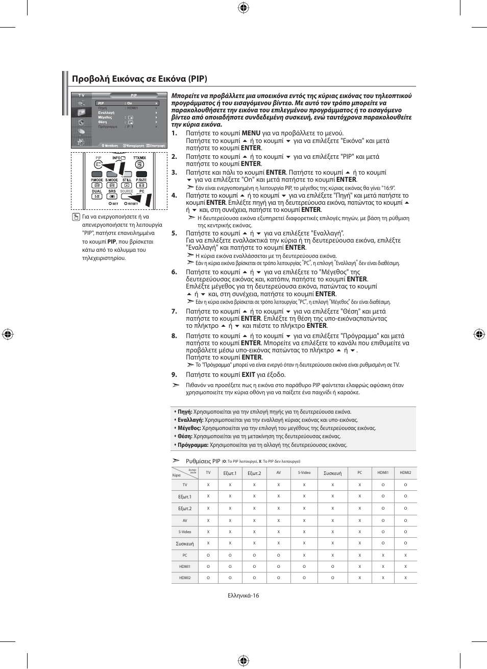 Προβολή εικόνας σε εικόνα (pip) | Samsung LE40N71B User Manual | Page 150 / 355