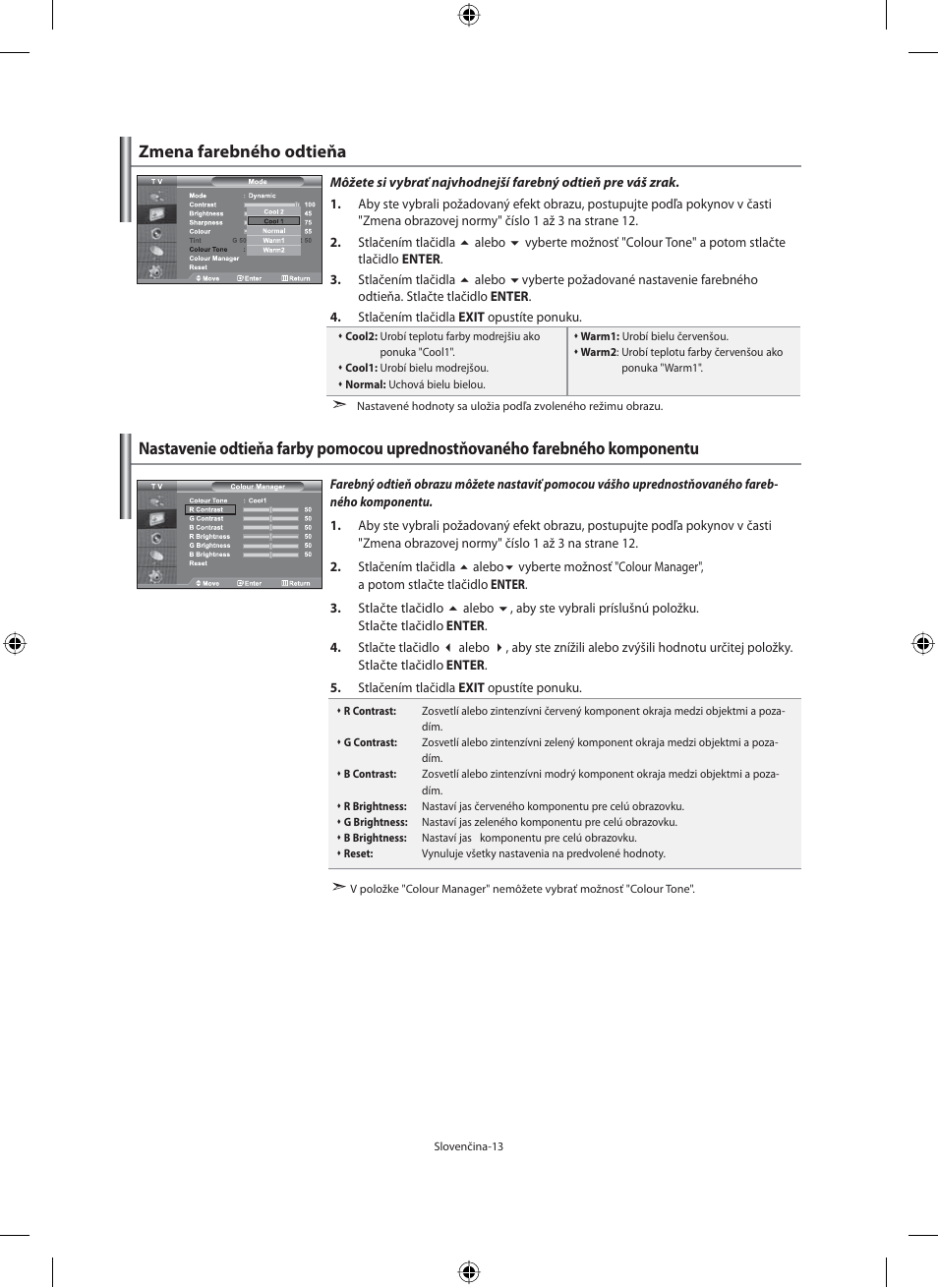 Zmena farebného odtieňa | Samsung LE40N71B User Manual | Page 235 / 355