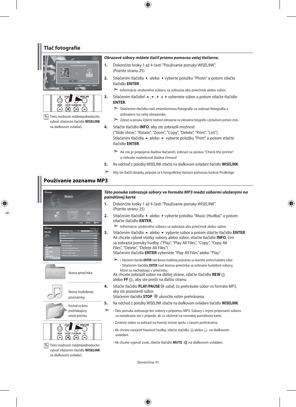 Používanie zoznamu mp3, Tlač fotografie | Samsung LE40N71B User Manual | Page 253 / 355