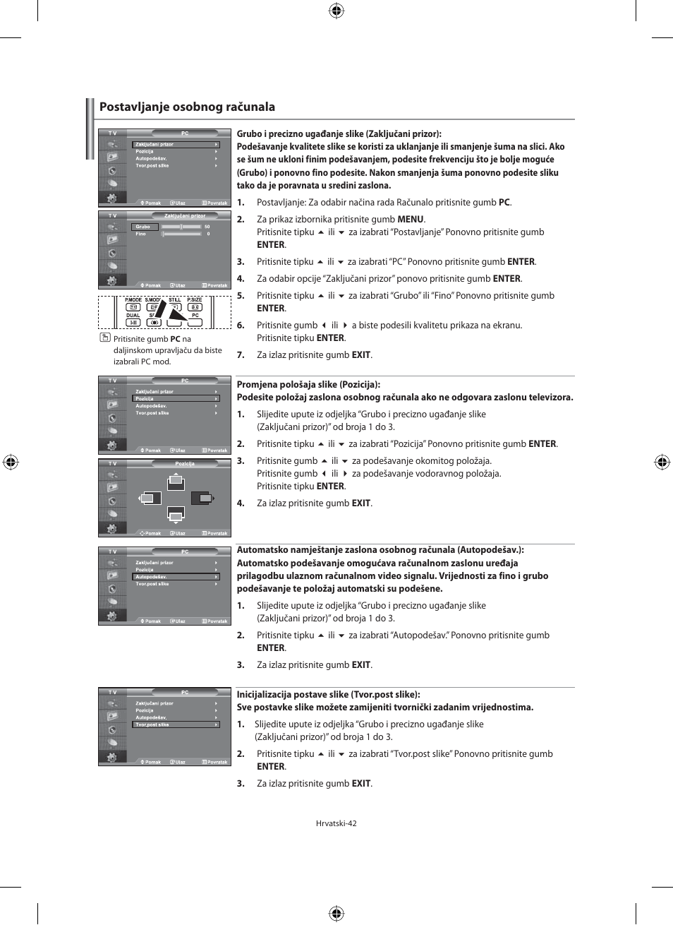 Postavljanje osobnog računala | Samsung LE40N71B User Manual | Page 308 / 355