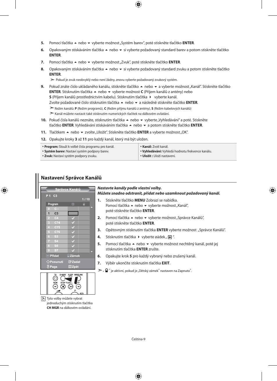 Nastavení správce kanálů | Samsung LE40N71B User Manual | Page 319 / 355