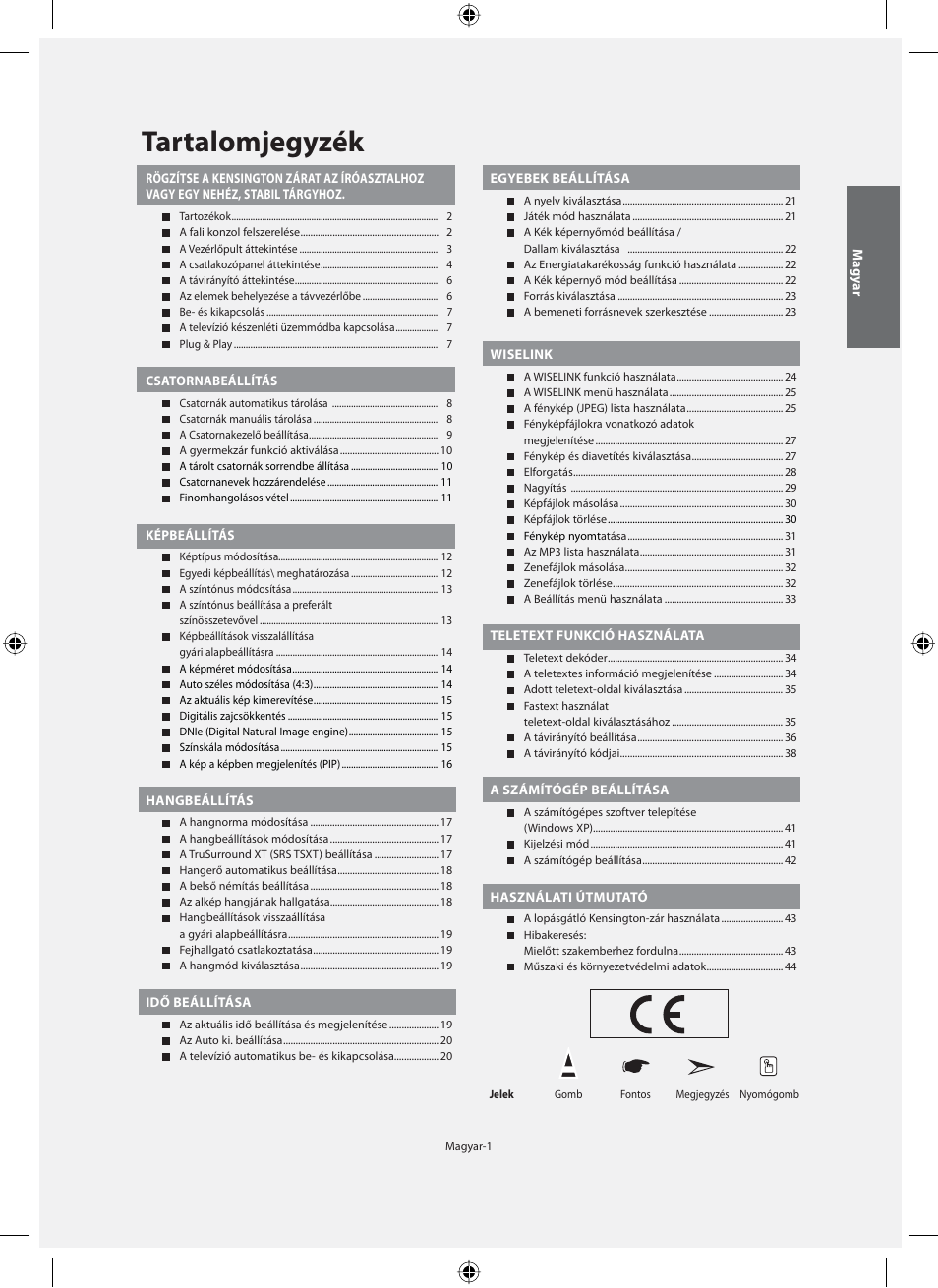 Tartalomjegyzék | Samsung LE40N71B User Manual | Page 47 / 355