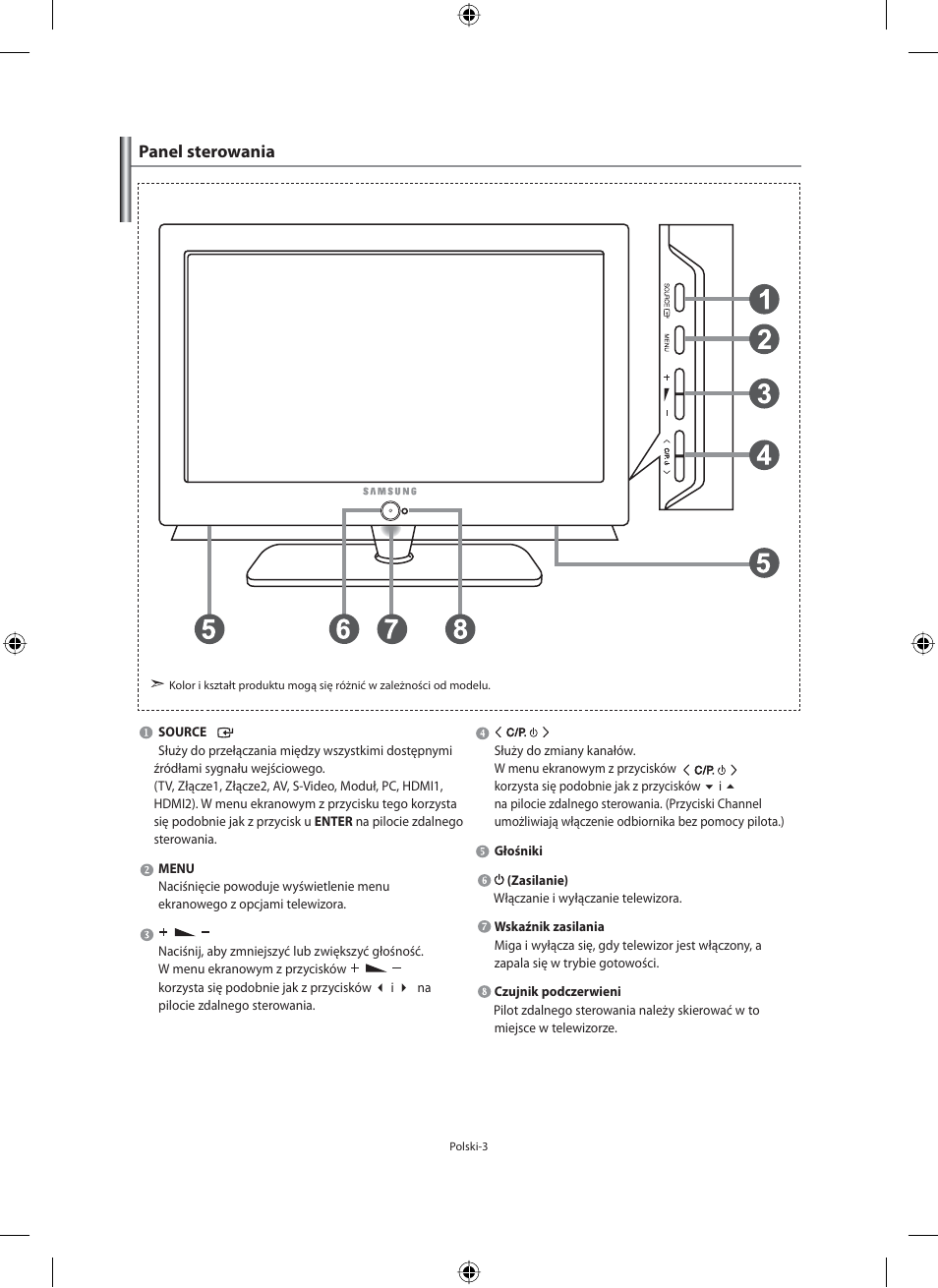 Panel sterowania | Samsung LE40N71B User Manual | Page 93 / 355