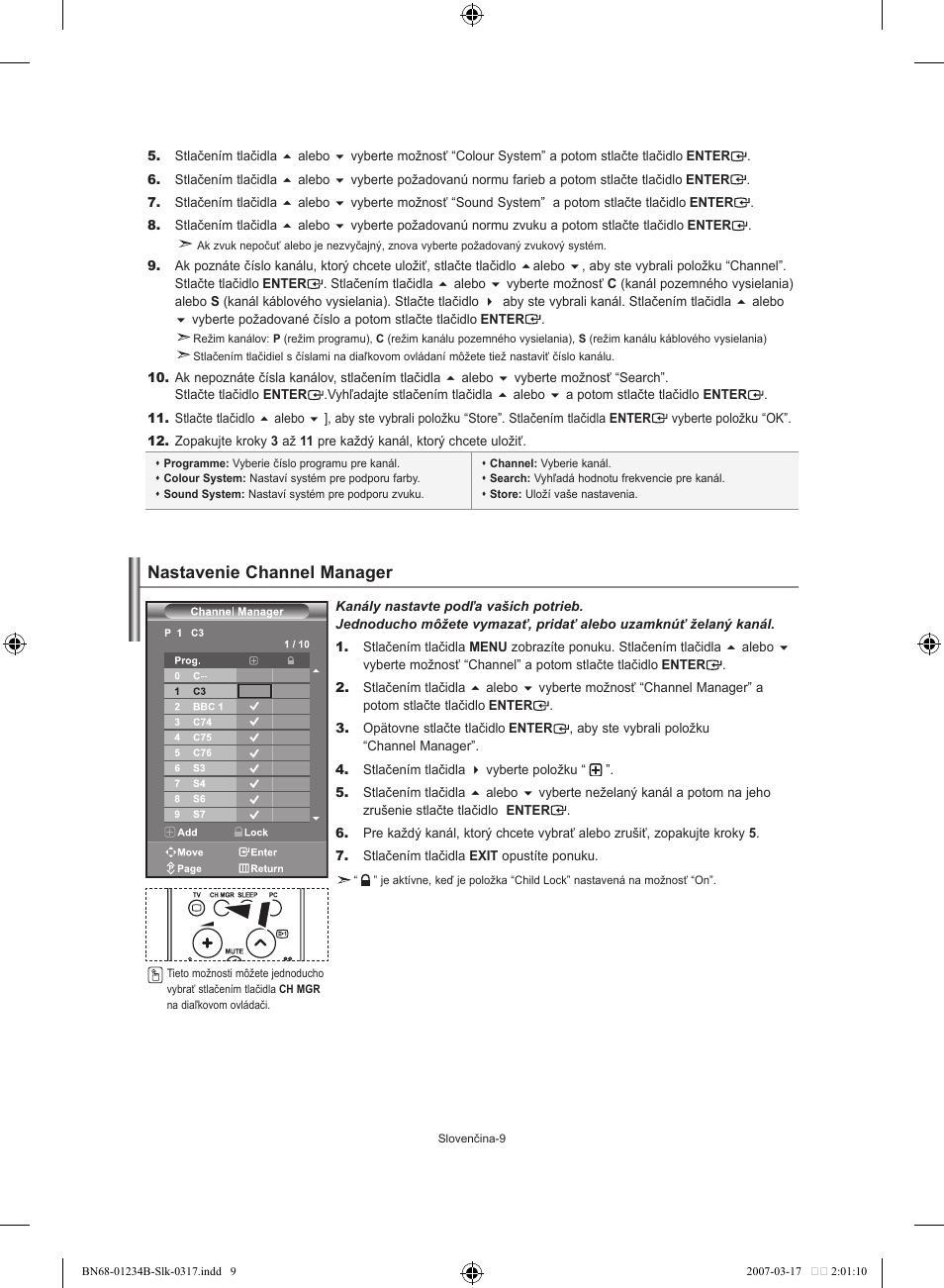 Nastavenie channel manager | Samsung LE37S62B User Manual | Page 151 / 282