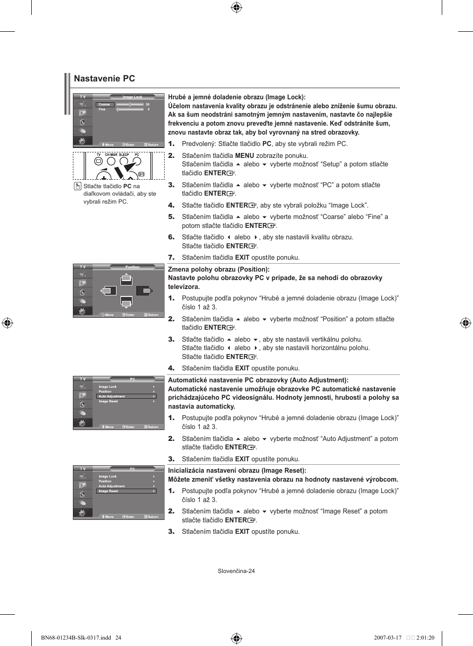 Nastavenie pc | Samsung LE37S62B User Manual | Page 166 / 282