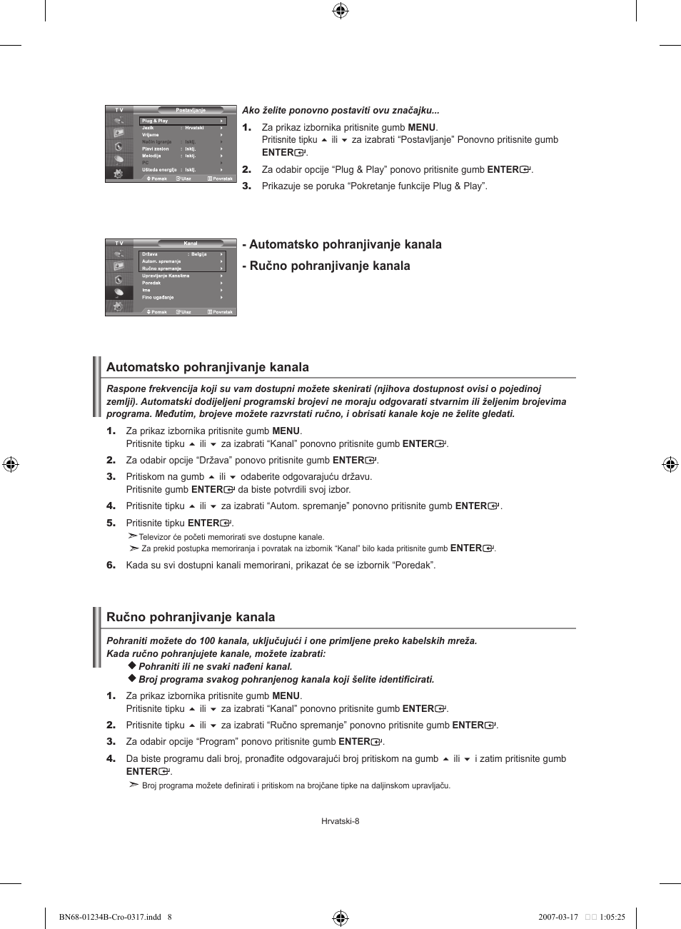 Automatsko pohranjivanje kanala | Samsung LE37S62B User Manual | Page 178 / 282